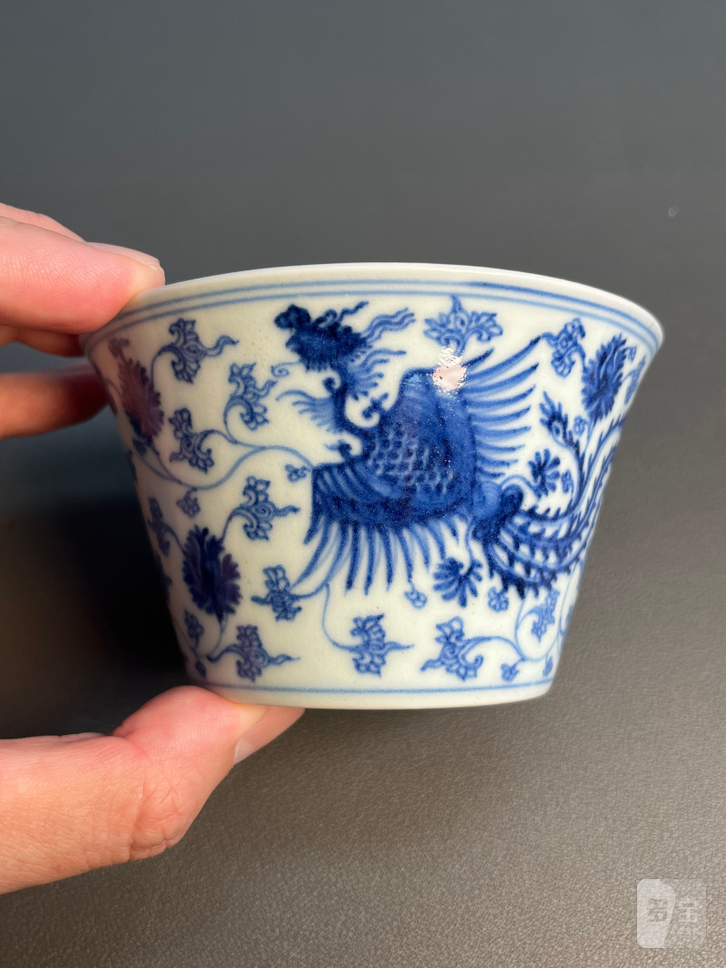 清雍正  青花凤纹马蹄杯 - 图12